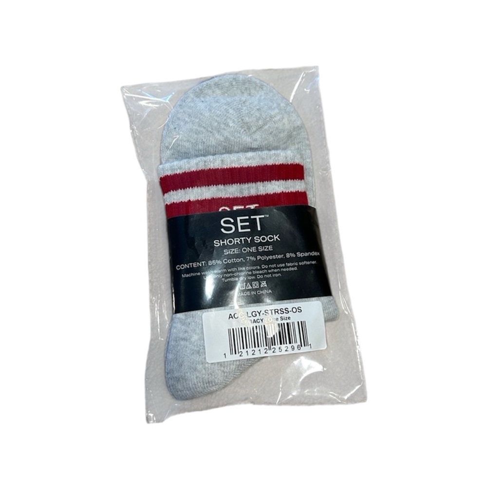 SET Active Limited Edition SET Stripe Shorty Socks Heather Grey/Legacy Red NWT - Picture 2 of 5